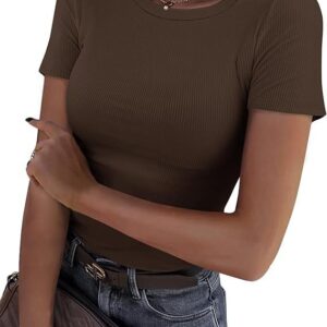 New Womens Long-Sleeve Stretch Crewneck Ribbed T-Shirt - Image 7
