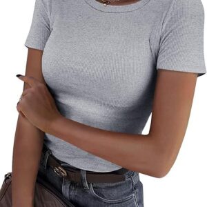New Womens Long-Sleeve Stretch Crewneck Ribbed T-Shirt - Image 5
