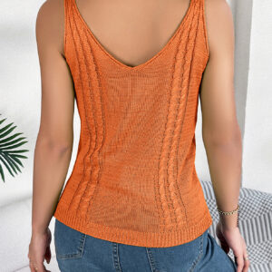 Women S Casual Solid Color V-Neck Hollow Out Knit Vacation Top - Image 7