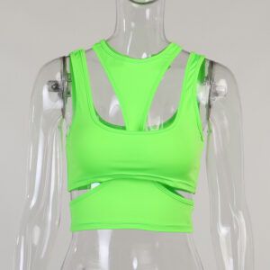 Tops Sexy Sleeveless Hollow Positive And Negative Sports Undershirt Yoga Tops - Image 3