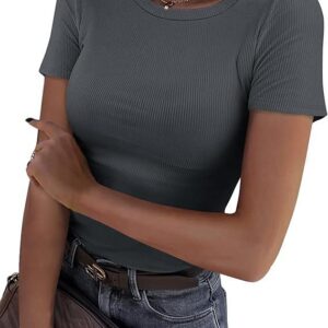 New Womens Long-Sleeve Stretch Crewneck Ribbed T-Shirt - Image 8
