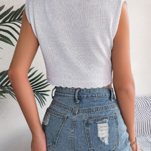 Women S Leaf Hollow Out Cropped Knit Vacation Top - Image 9