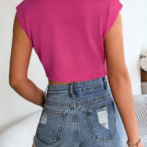 Women S Hollow Out Cropped Knit Vacation Top - Image 4