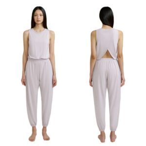 Sports Yoga Suit Jumpsuit Sleeveless And Beautiful Back With Split Design - Image 4