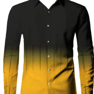 Contrast Color Triangle Collar Long Sleeve Shirt - Image 10