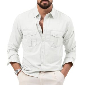 Cross-Border Foreign Trade Amazon Aliexpress New European And American Men's Spring And Autumn Shirts With Multiple Pockets Casual Long-Sleeved Tops - Image 4