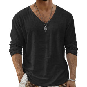 Autumn Winter Loose-fit Cotton-linen Base Layer Top - Image 4