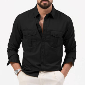 Cross-Border Foreign Trade Amazon Aliexpress New European And American Men's Spring And Autumn Shirts With Multiple Pockets Casual Long-Sleeved Tops - Image 7
