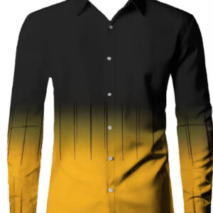 Contrast Color Triangle Collar Long Sleeve Shirt - Image 5