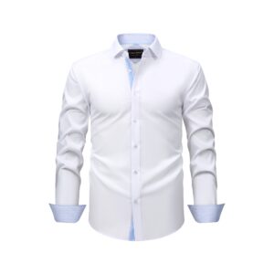 Men's Cross-border Long-sleeve Shirt, Color Contrast Binding, Plaid Color Blocking, Stretch Wrinkle-resistant High-grade Men's Shirt - Image 9