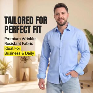 Men's Cross-border Long-sleeve Shirt, Color Contrast Binding, Plaid Color Blocking, Stretch Wrinkle-resistant High-grade Men's Shirt - Image 4