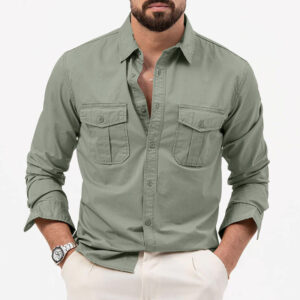 Cross-Border Foreign Trade Amazon Aliexpress New European And American Men's Spring And Autumn Shirts With Multiple Pockets Casual Long-Sleeved Tops - Image 10