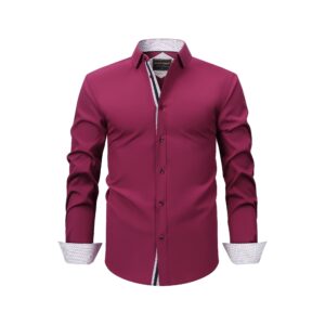 Men's Cross-border Long-sleeve Shirt, Color Contrast Binding, Plaid Color Blocking, Stretch Wrinkle-resistant High-grade Men's Shirt - Image 10