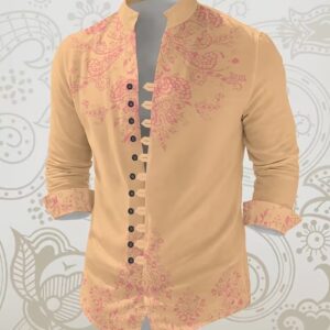 Men's Long-sleeve Button-down Mandarin-collar Shirt - Image 5