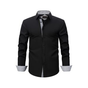 Men's Cross-border Long-sleeve Shirt, Color Contrast Binding, Plaid Color Blocking, Stretch Wrinkle-resistant High-grade Men's Shirt - Image 8