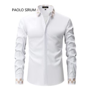 Paul Salomon Cross-border Amazon All-over Stitch Embroidered Long-sleeve Men's Shirts, Fashion Versatile Men's Shirts Wholesale - Image 4