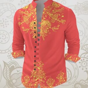 Men's Long-sleeve Button-down Mandarin-collar Shirt - Image 9