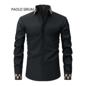 Paul Salomon Cross-border Amazon All-over Stitch Embroidered Long-sleeve Men's Shirts, Fashion Versatile Men's Shirts Wholesale - Image 3